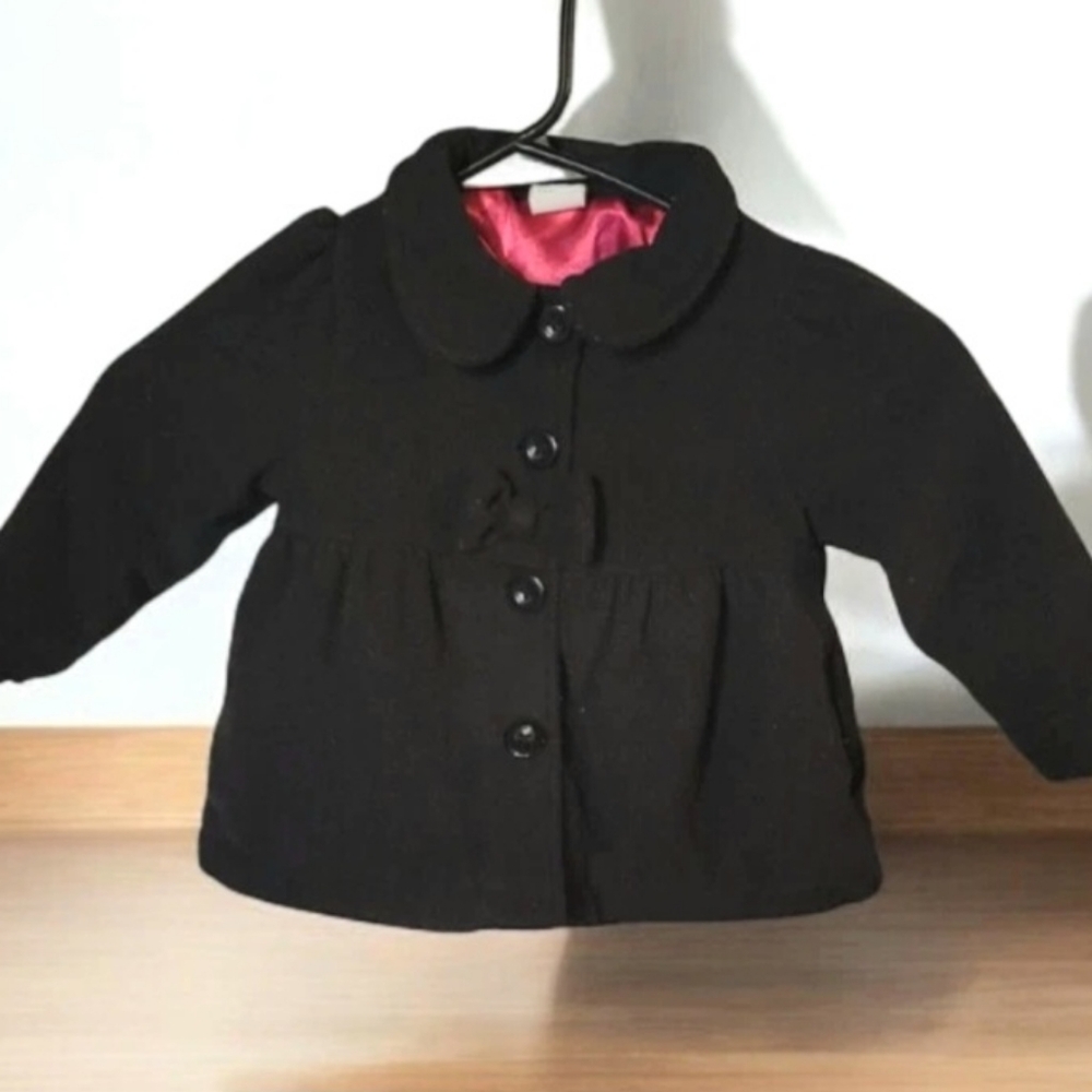 Infant/ Toddler Black And Pink Peacoat Size 18 Months